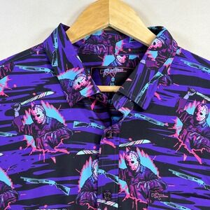 Retro Rifle Friday The 13th Mens XL Jason Voorhees Horror Button Down Shirt MINT